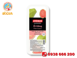 ỔI HỒNG XAY NHUYỄN ĐÔNG LẠNH ANDROS HỘP 1KG/ Pink Guava frozen Puree 1kg (6/T)