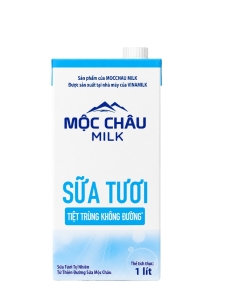 SỮA TƯƠI TIỆT TRÙNG KHÔNG  ĐƯỜNG MỘC CHÂU MCM 1L(  12 Hộp/ Thùng)