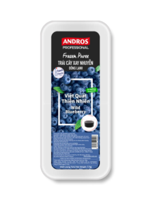 ANDROS PROFESSIONAL 100% VIỆT QUẤT THIÊN NHIÊN XAY NHUYỄN ĐÔNG LẠNH HỘP 1KG/ 100% WILD BLUEBERRY FROZEN PUREE  1 KG