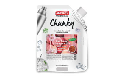 ANDROS PROFESSIONAL MỨT CHUNKY ĐÀO TRẮNG HOA ANH ĐÀO TÚI 1KG (White Peach Sakura CHUNKY)