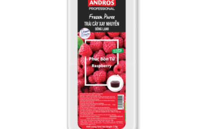 ANDROS PROFESSIONAL PHÚC BỒN TỬ XAY NHUYỄN ĐÔNG LẠNH HỘP 1KG/ RASPBERRY FROZEN PUREE 1 KG