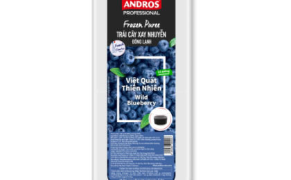 ANDROS PROFESSIONAL 100% VIỆT QUẤT THIÊN NHIÊN XAY NHUYỄN ĐÔNG LẠNH HỘP 1KG/ 100% WILD BLUEBERRY FROZEN PUREE  1 KG