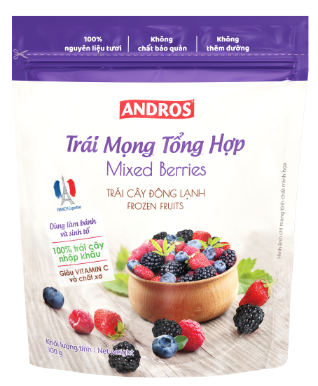 ANDROS TRÁI MỌNG TỔNG HỢP ĐÔNG LẠNH TÚI 300G