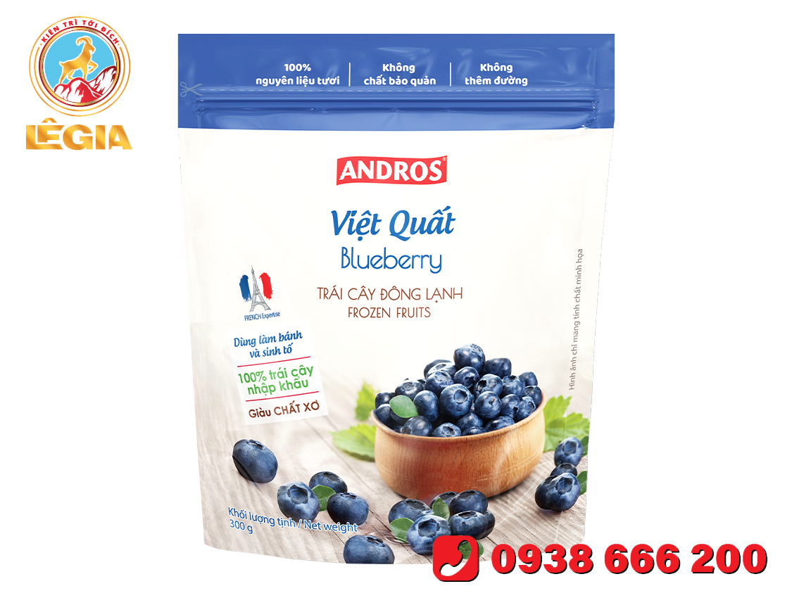 ANDROS VIỆT QUẤT ĐÔNG LẠNH TÚI 300G